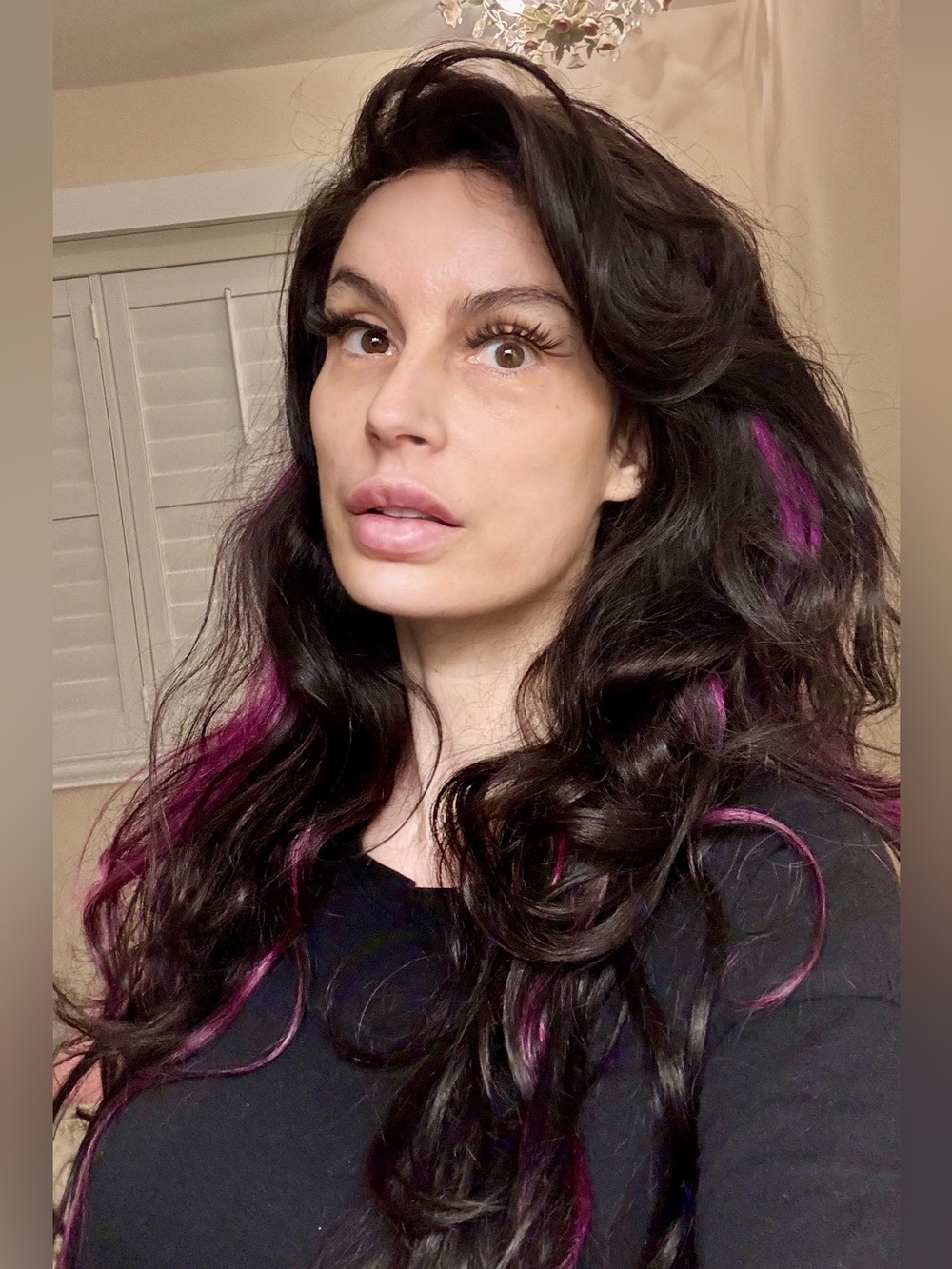 100% Human Hair Brown and Purple Wig